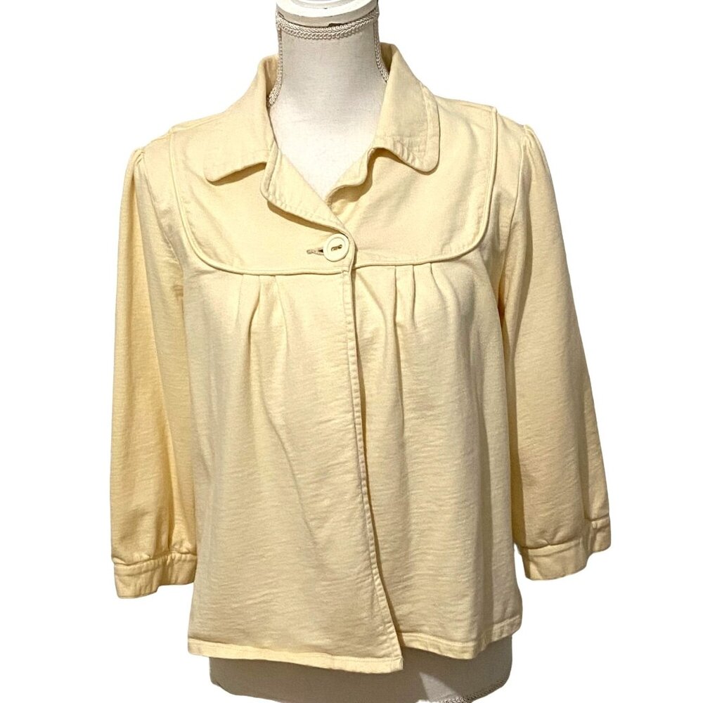 Vtg IZOD One Button‎ Womens Jacket Blazer M Butter Yellow Easter Spring Preppy